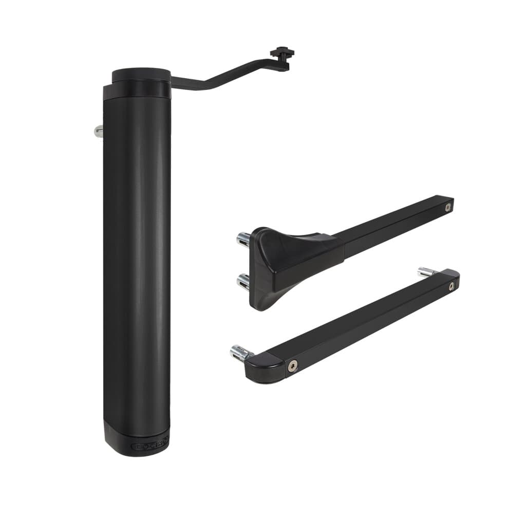 מחזיר שער Locinox VERTICLOSE-2 שחור עם גוף אנכי וזרועות