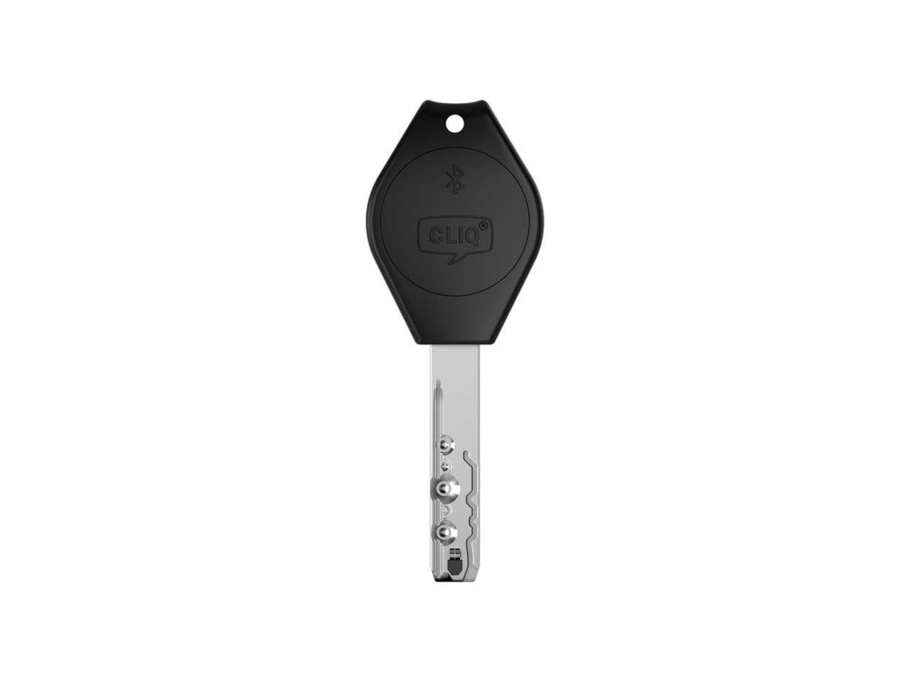 מפתח Mul-T-Lock MTL CLIQ עם ראש שחור רחב ולהב מתכתי ארוך