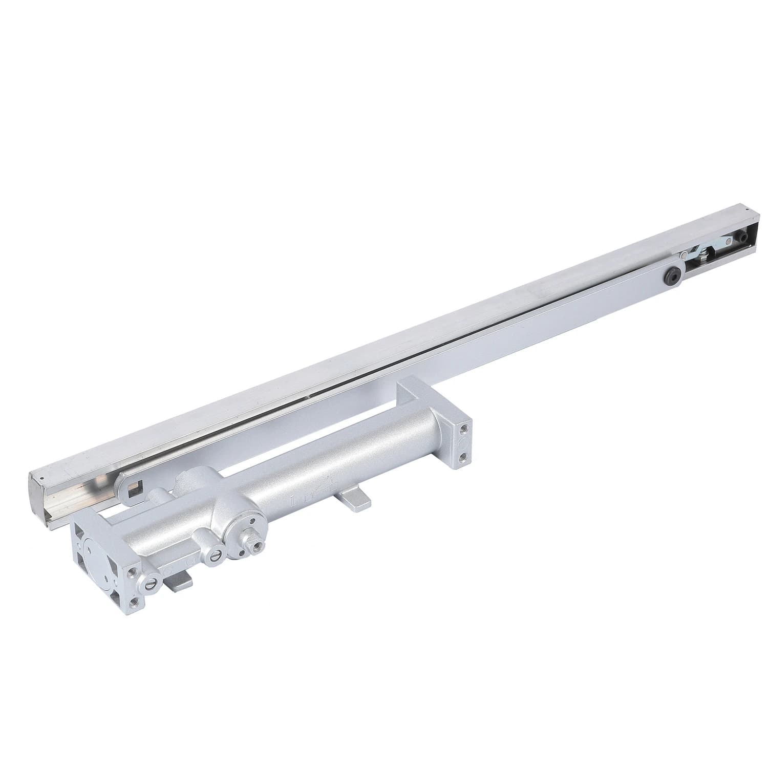 מחזיר דלת סמוי דגם 103 MDA010 עם גוף כסוף קומפקטי ומסילה ארוכה