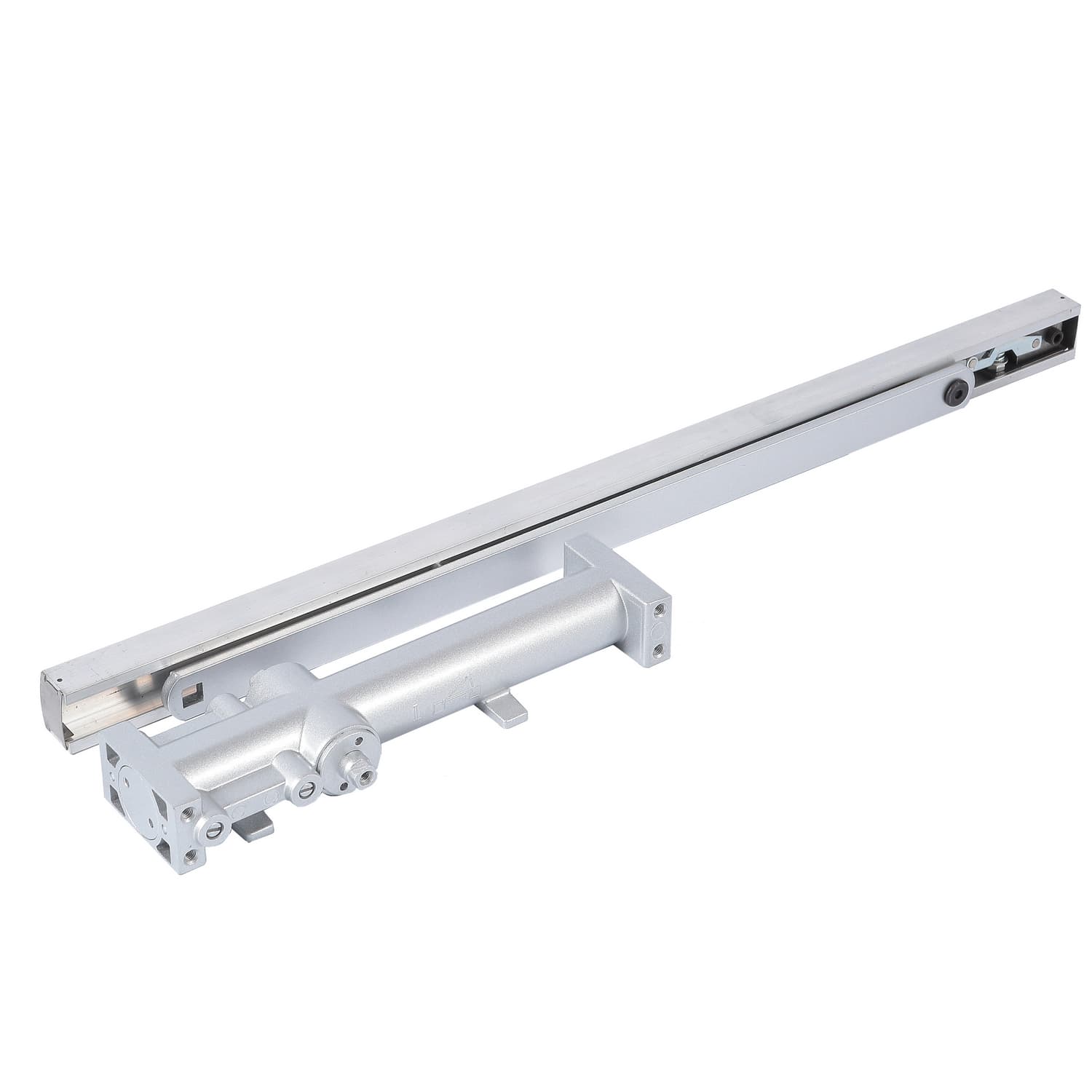 מחזיר דלת סמוי דגם 103 MDA010 עם גוף כסוף קומפקטי ומסילה ארוכה