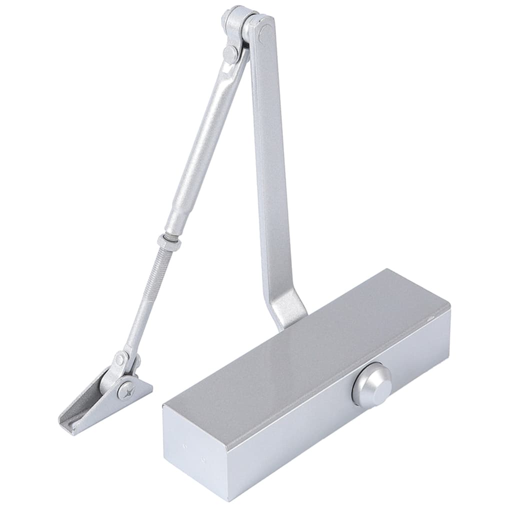 מחזיר דלת עילי 203 עם גוף מלבני כסוף וזרוע מפרקית